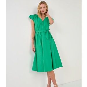NWT English Factory Green Puffy Sleeve Midi Dress size S
